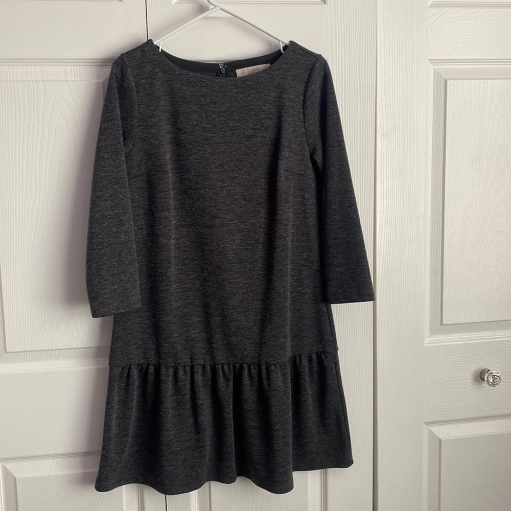 Loft polyester/rayon/spandex dark grey dress